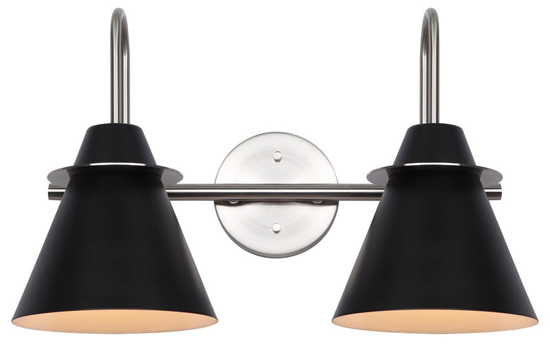 Canarm IVL1076A02BKN Two Light Vanity, Brushed Nickel/Matte Black