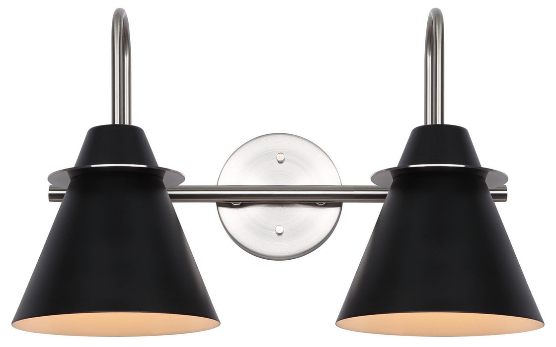 Canarm IVL1076A02BKN Two Light Vanity, Brushed Nickel/Matte Black