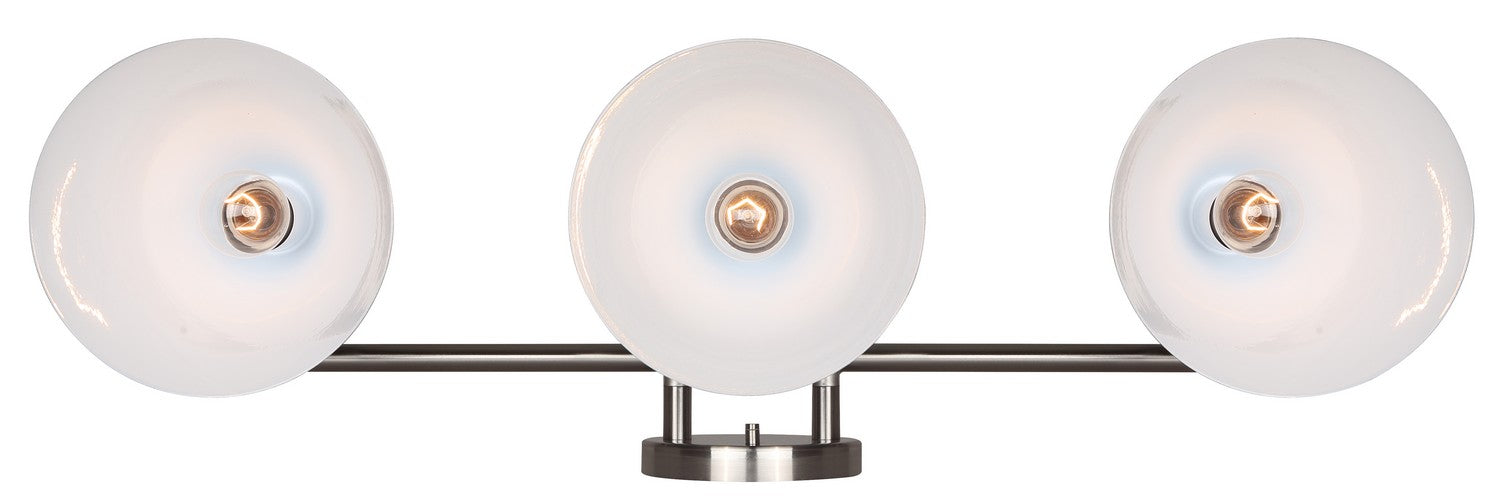 Canarm IVL1076A03BKN Three Light Vanity, Brushed Nickel/Matte Black