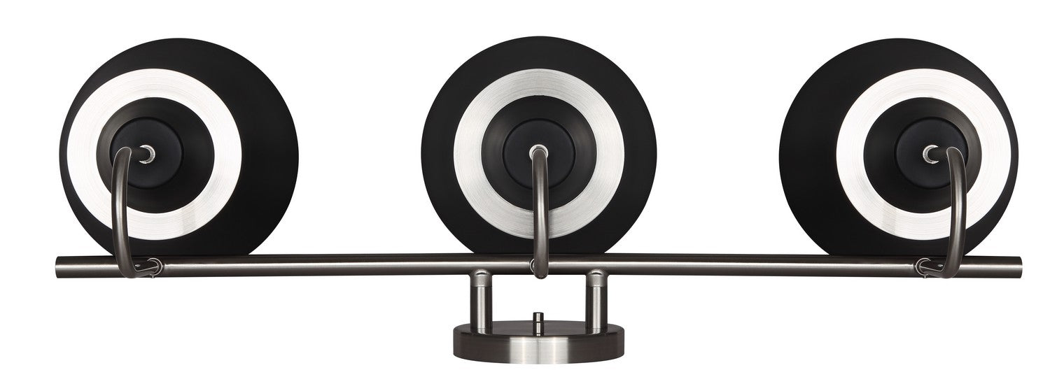 Canarm IVL1076A03BKN Three Light Vanity, Brushed Nickel/Matte Black