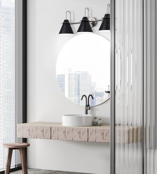 Canarm IVL1076A03BKN Three Light Vanity, Brushed Nickel/Matte Black