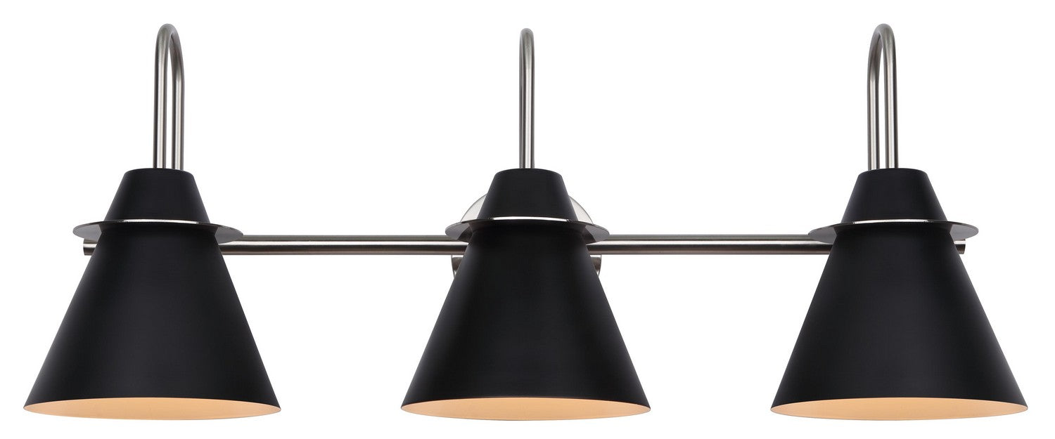 Canarm IVL1076A03BKN Three Light Vanity, Brushed Nickel/Matte Black