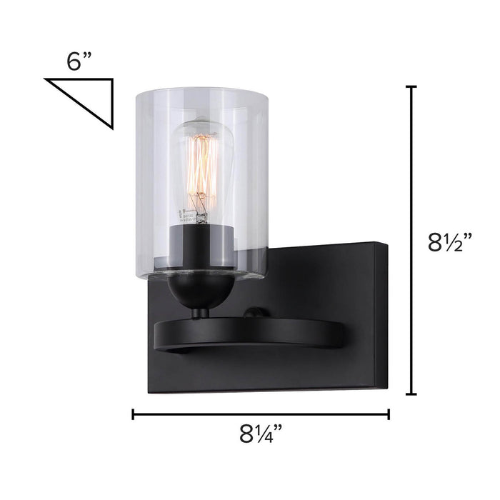 Canarm IVL370A01BK-CL One Light Vanity, Matte Black