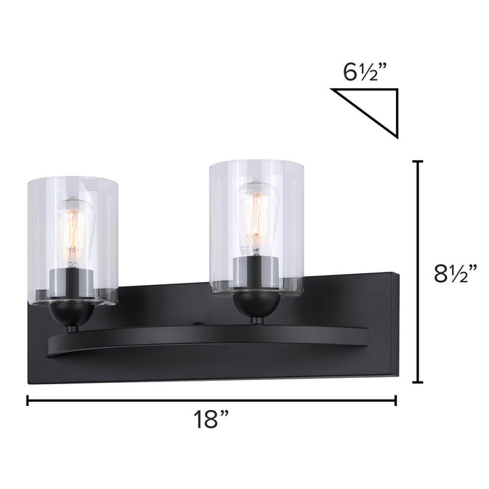 Canarm IVL370A02BK-CL Two Light Vanity, Matte Black