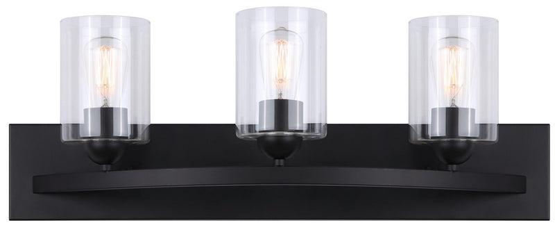 Canarm IVL370A03BK-CL Three Light Vanity, Matte Black