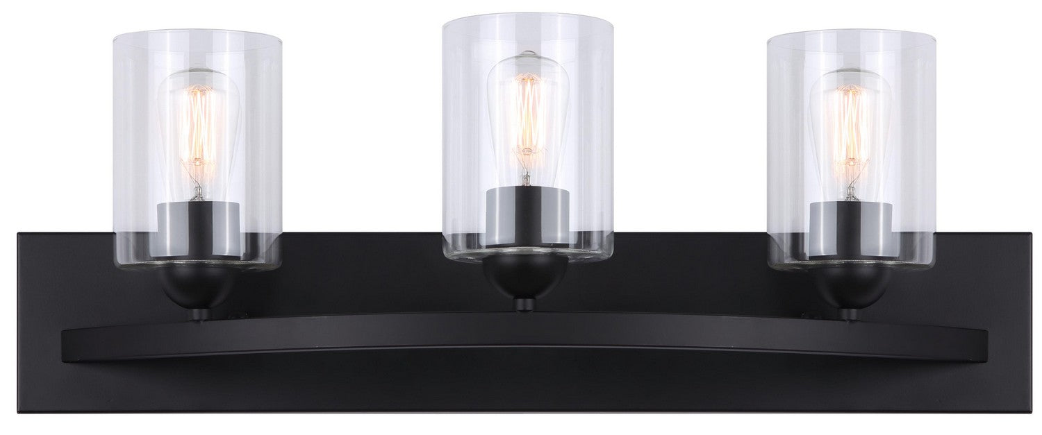 Canarm IVL370A03BK-CL Three Light Vanity, Matte Black