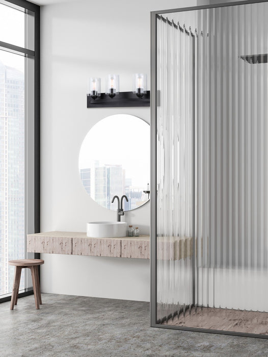 Canarm IVL370A03BK-CL Three Light Vanity, Matte Black