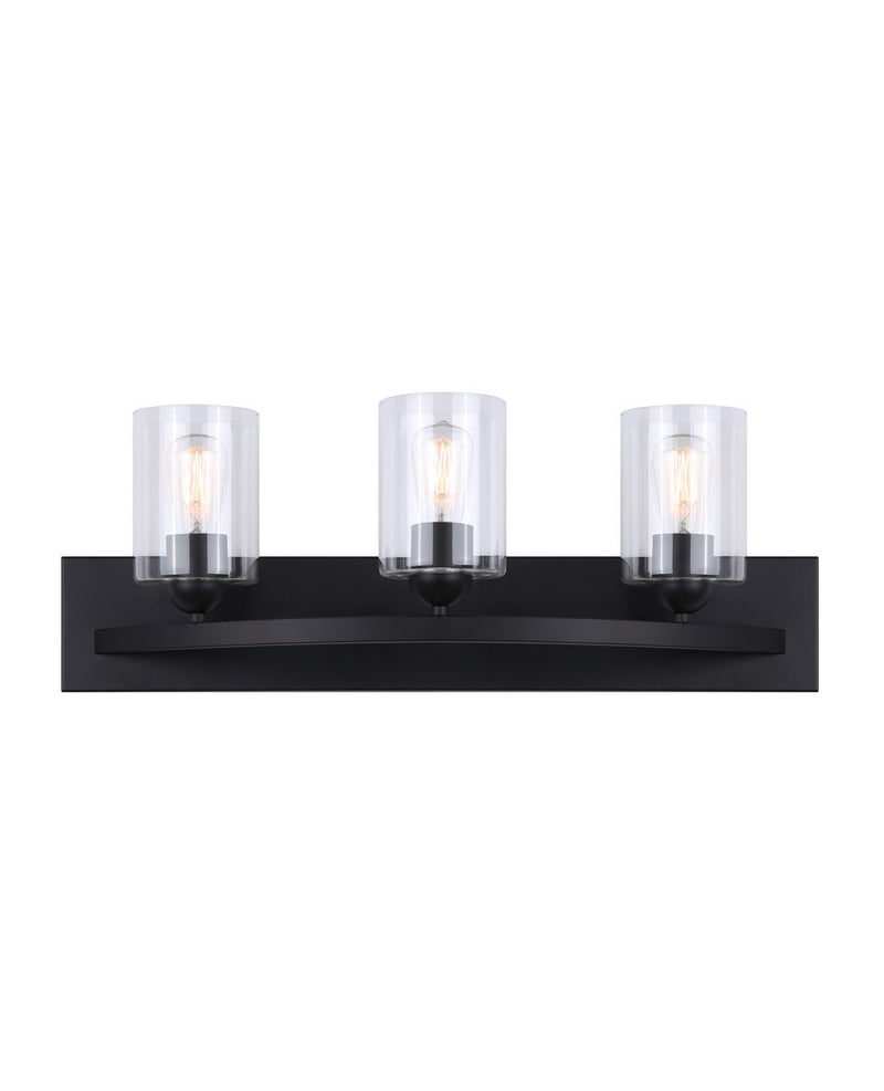 Canarm IVL370A03BK-CL Three Light Vanity, Matte Black