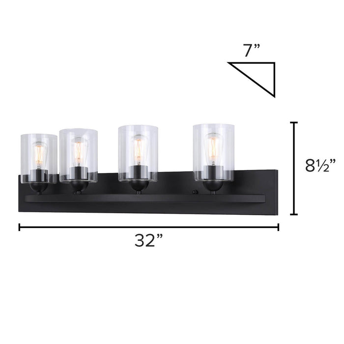 Canarm IVL370A04BK-CL Four Light Vanity, Matte Black