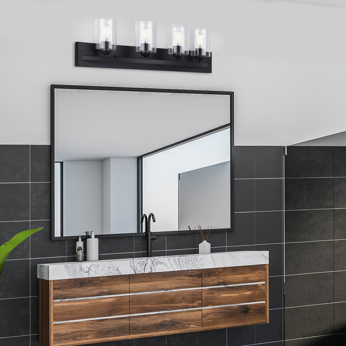 Canarm IVL370A04BK-CL Four Light Vanity, Matte Black