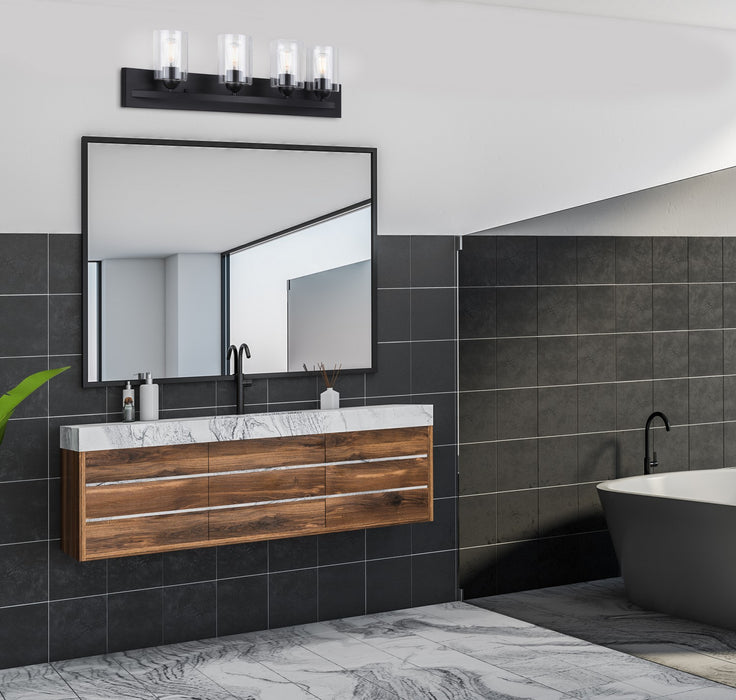 Canarm IVL370A04BK-CL Four Light Vanity, Matte Black