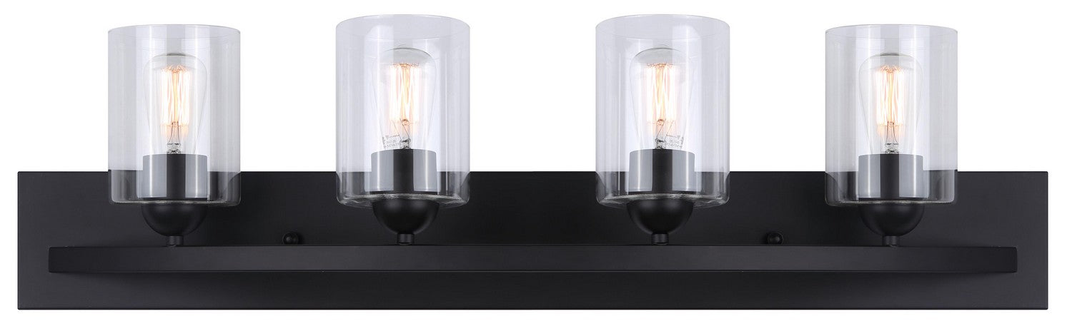 Canarm IVL370A04BK-CL Four Light Vanity, Matte Black