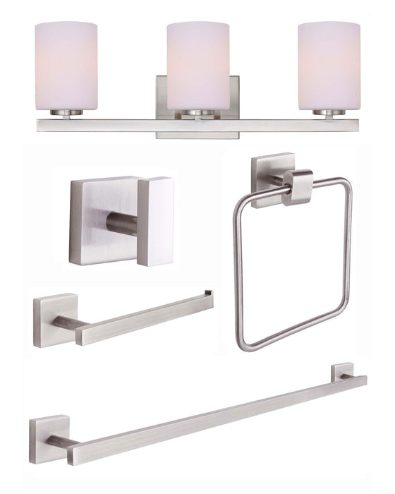 Canarm R5JAE-BN Bath Accessories and Vanity Combo, Brushed Nickel