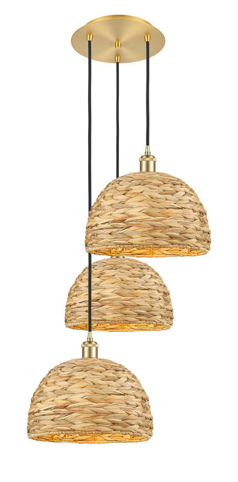 Innovations 113B-3P-SG-RBD-12-NAT Three Light Pendant, Satin Gold