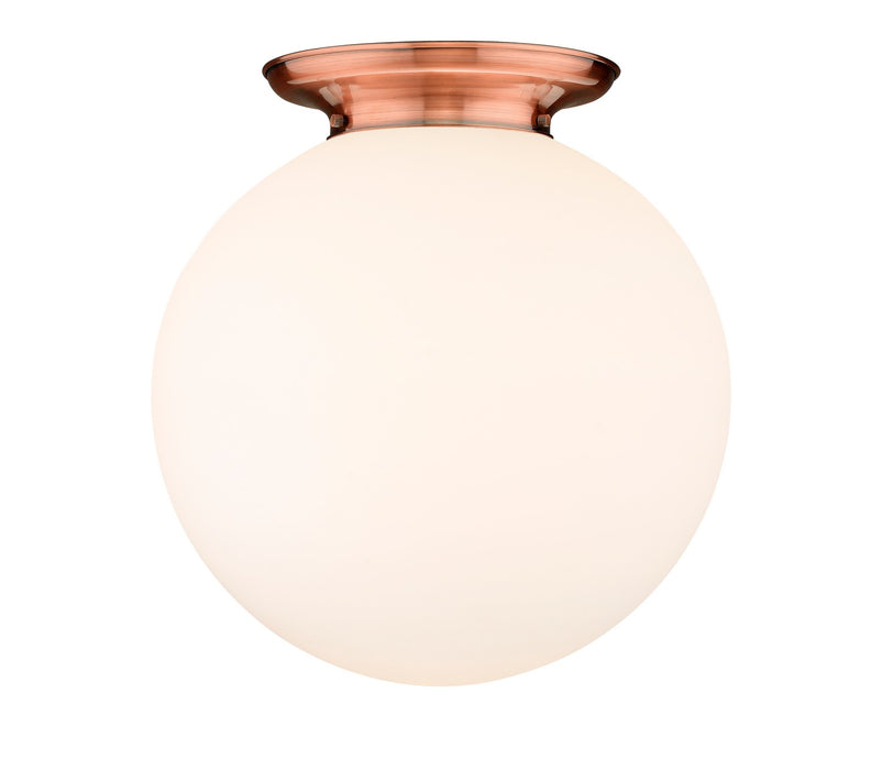 Innovations 221-1F-AC-G201-18 One Light Flush Mount, Antique Copper