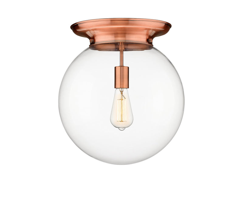 Innovations 221-1F-AC-G202-14 One Light Flush Mount, Antique Copper