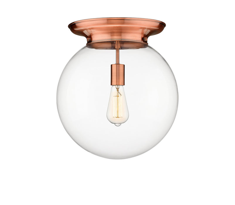 Innovations 221-1F-AC-G202-14 One Light Flush Mount, Antique Copper