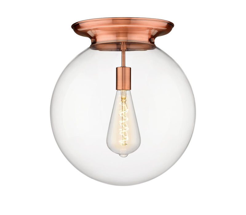 Innovations 221-1F-AC-G202-16 One Light Flush Mount, Antique Copper