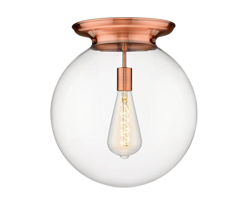 Innovations 221-1F-AC-G202-16 One Light Flush Mount, Antique Copper