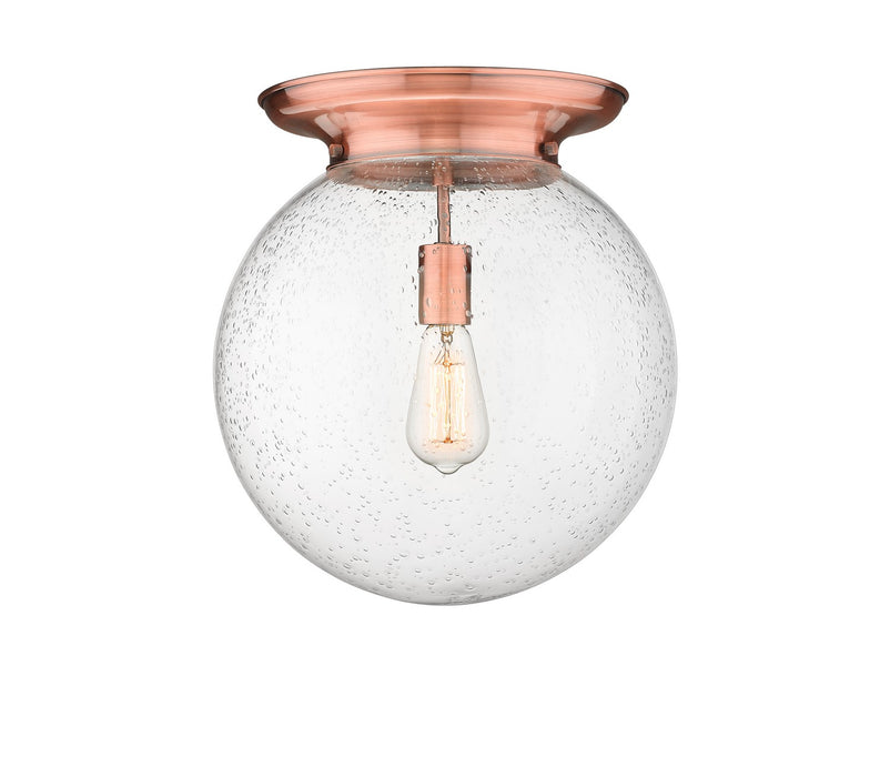 Innovations 221-1F-AC-G204-14 One Light Flush Mount, Antique Copper