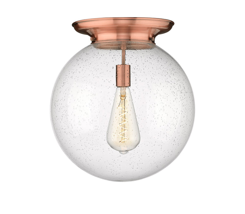 Innovations 221-1F-AC-G204-16 One Light Flush Mount, Antique Copper
