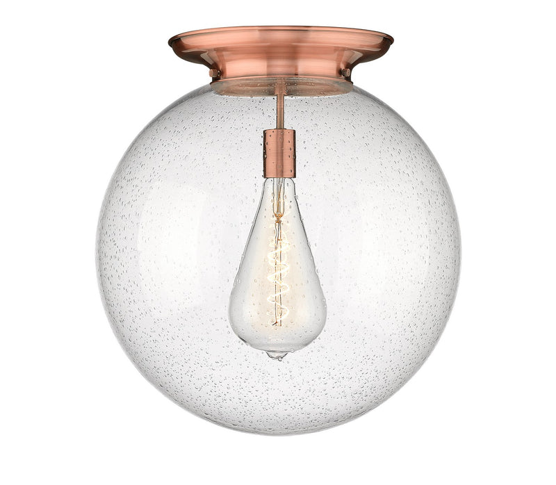 Innovations 221-1F-AC-G204-18 One Light Flush Mount, Antique Copper