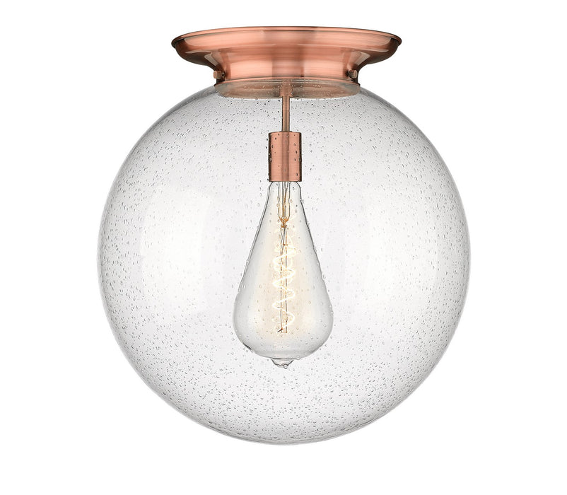 Innovations 221-1F-AC-G204-18 One Light Flush Mount, Antique Copper