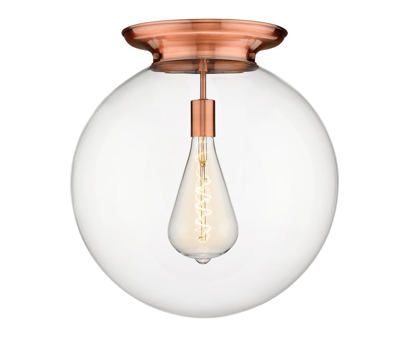 Innovations 221-1F-AC-G202-18 One Light Flush Mount, Antique Copper