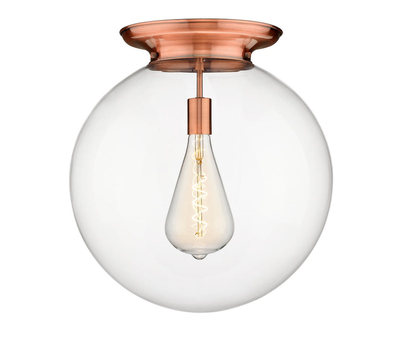 Innovations 221-1F-AC-G202-18 One Light Flush Mount, Antique Copper