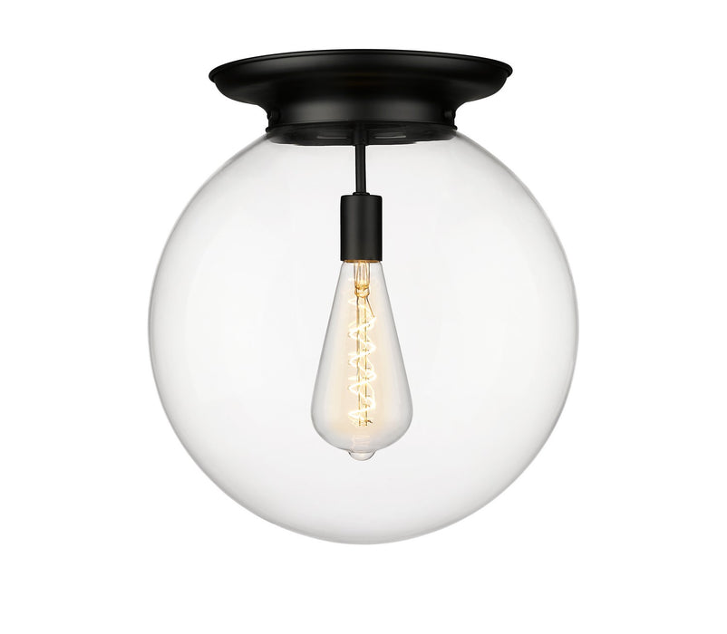 Innovations 221-1F-BK-G202-16 One Light Flush Mount, Matte Black