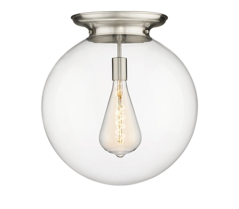 Innovations 221-1F-SN-G202-18 One Light Flush Mount, Satin Nickel
