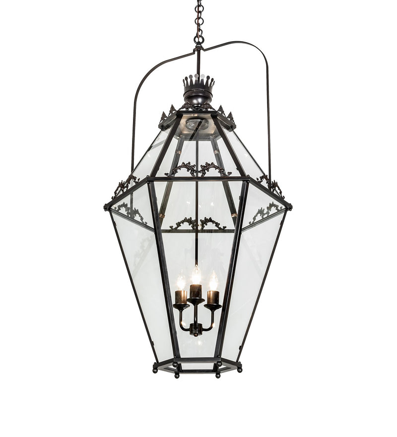 Meyda Tiffany 253410 Three Light Pendant, Black On Brass/Solar Black