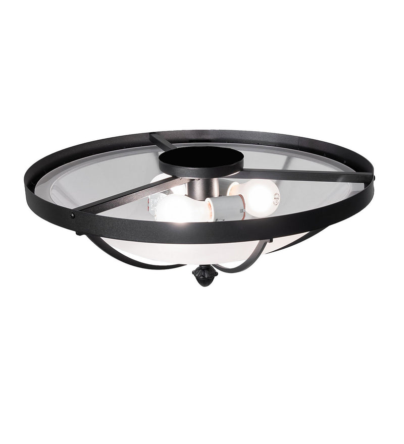 Meyda Tiffany 254397 Three Light Flushmount, Textured Black