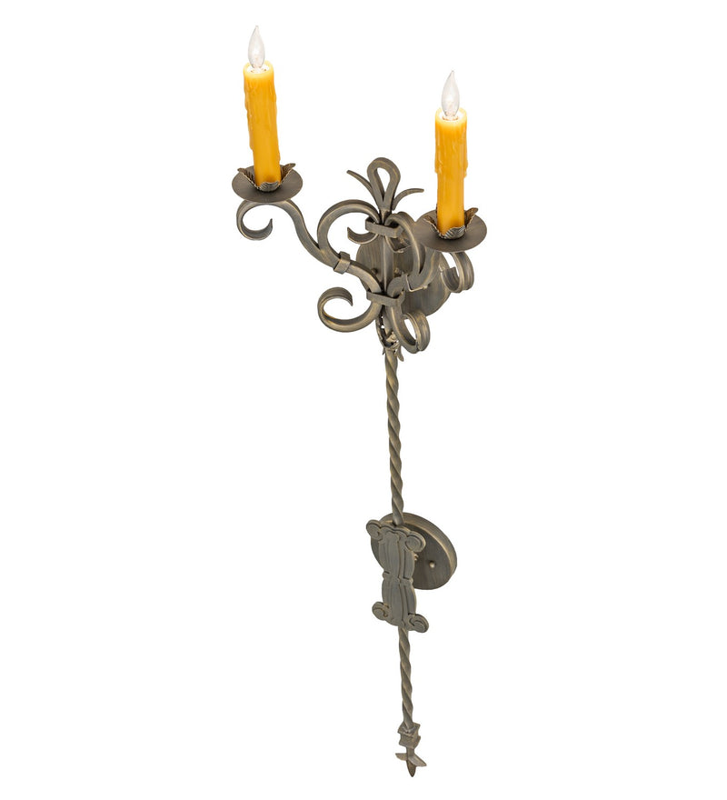 Meyda Tiffany 255162 Two Light Wall Sconce, Antique Brass