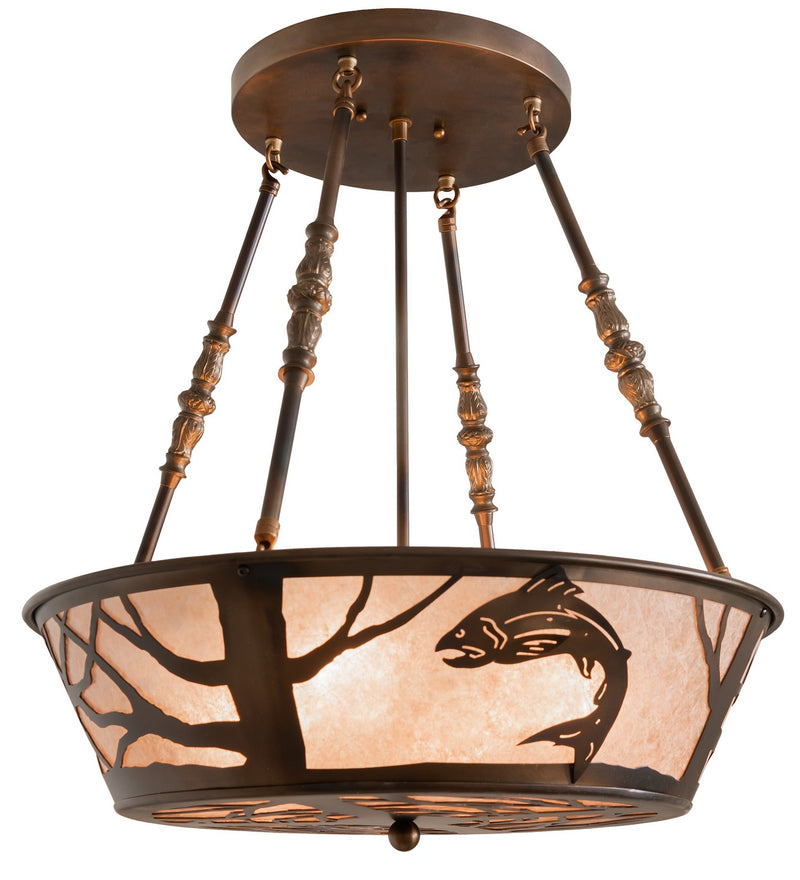 Meyda Tiffany 259256 Four Light Semi-Flushmount, Light Burnished Antique Copper