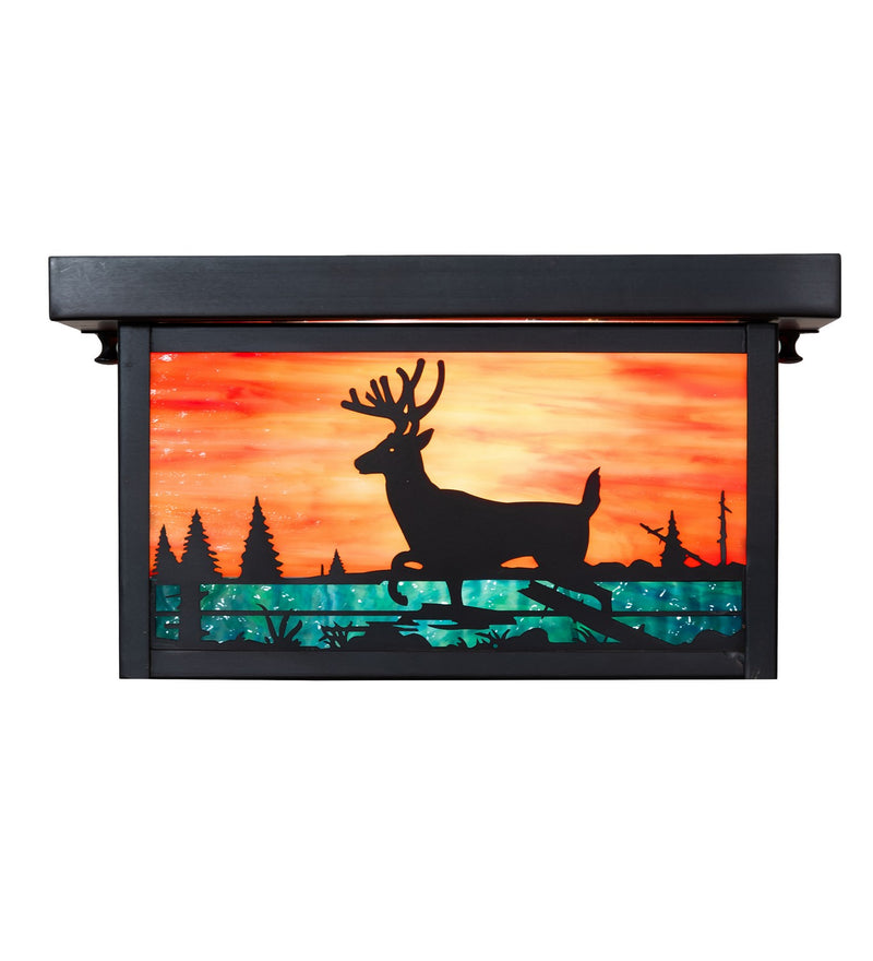 Meyda Tiffany 260082 Two Light Flushmount, Craftsman Brown On Brass