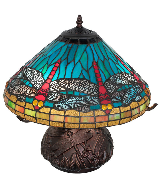 Meyda Tiffany 261259 Three Light Table Lamp, Mahogany Bronze