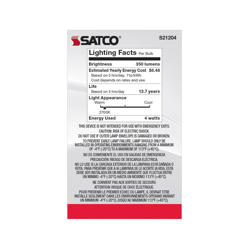 Satco S21204 Light Bulb, Clear