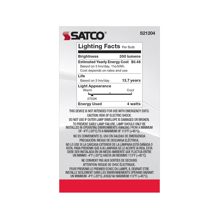 Satco S21204 Light Bulb, Clear