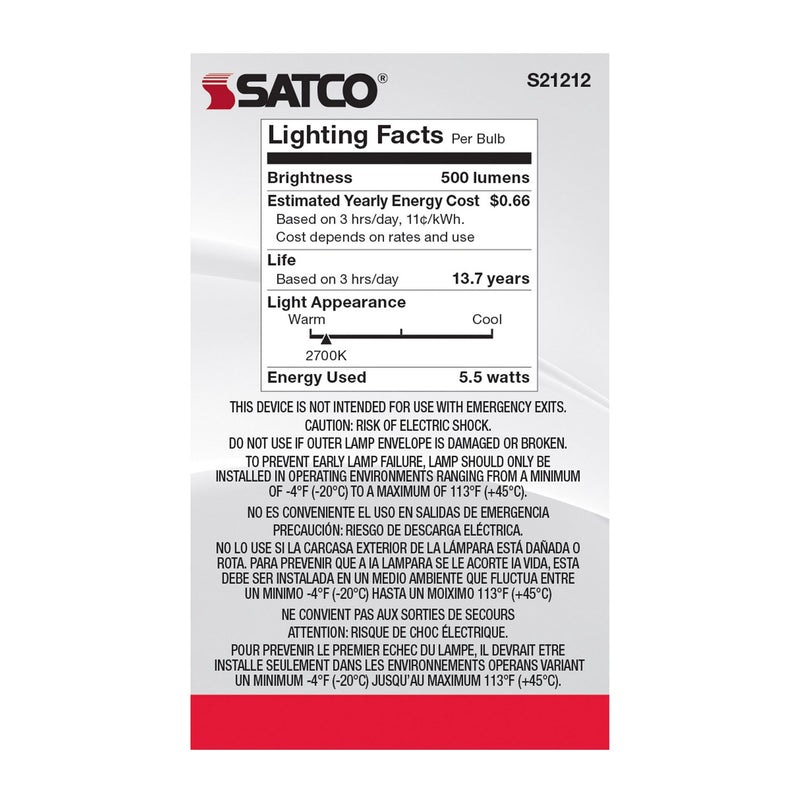 Satco S21212 Light Bulb, White