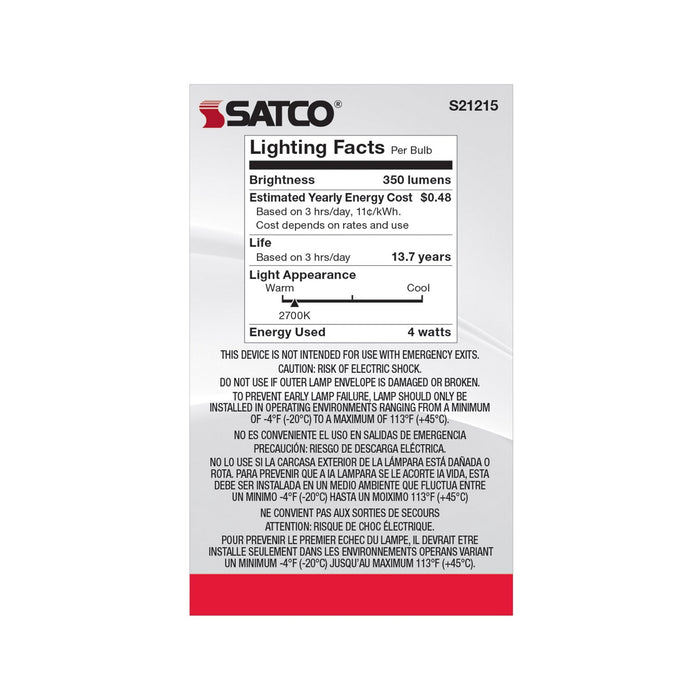 Satco S21215 Light Bulb, Clear