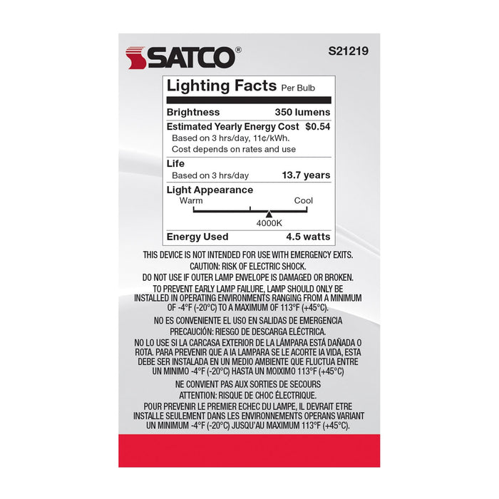 Satco S21219 Light Bulb, White