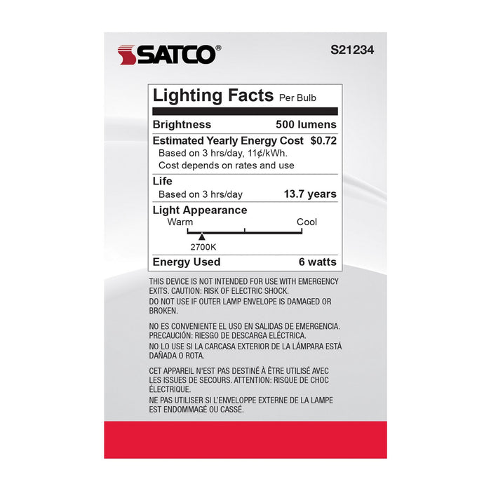 Satco S21234 Light Bulb, Clear