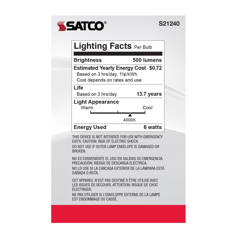 Satco S21240 Light Bulb, White