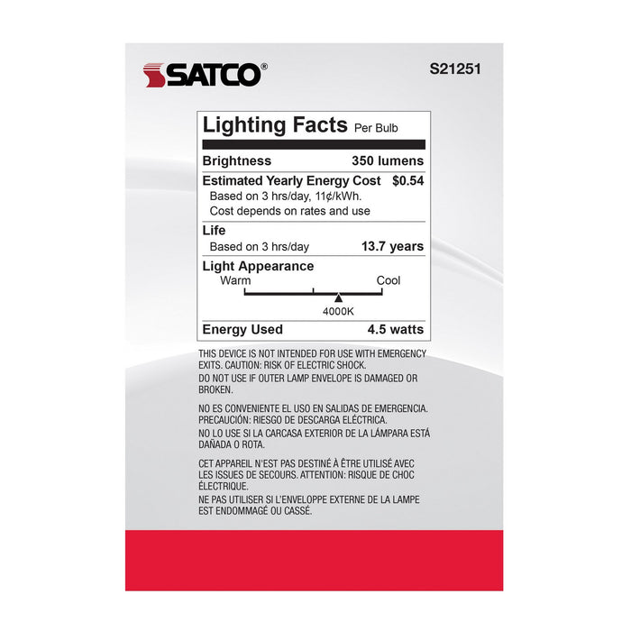Satco S21251 Light Bulb, White