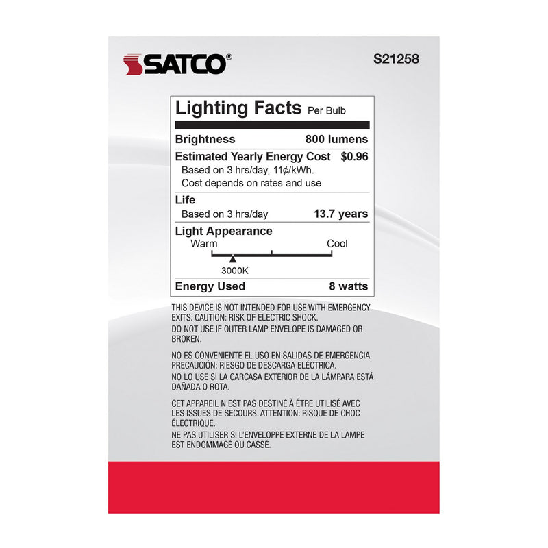Satco S21258 Light Bulb, Clear