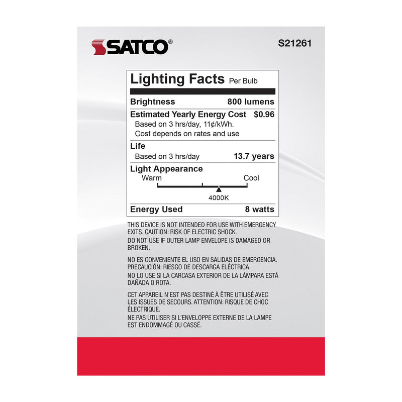 Satco S21261 Light Bulb, White