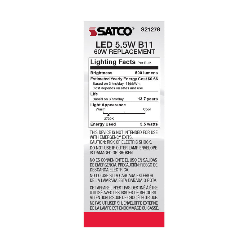 Satco S21278 Light Bulb, Frost
