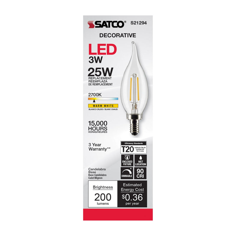 Satco S21294 Light Bulb, Clear