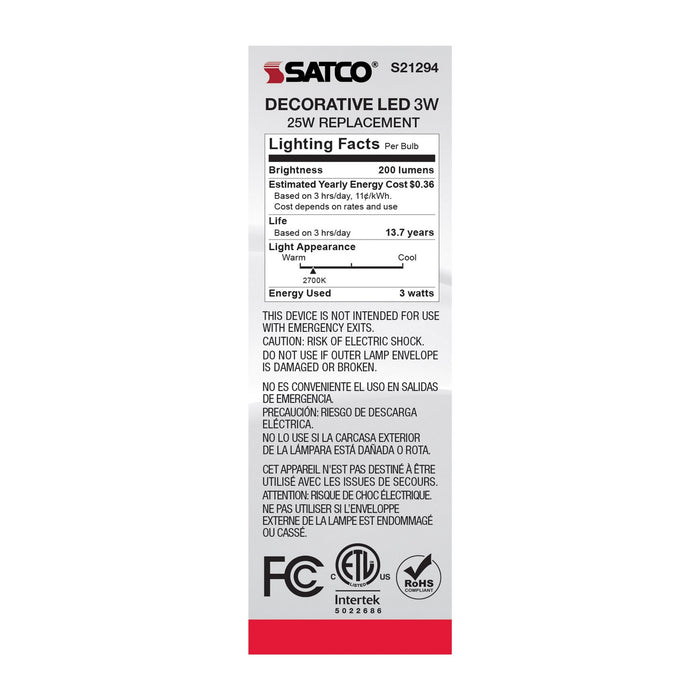 Satco S21294 Light Bulb, Clear